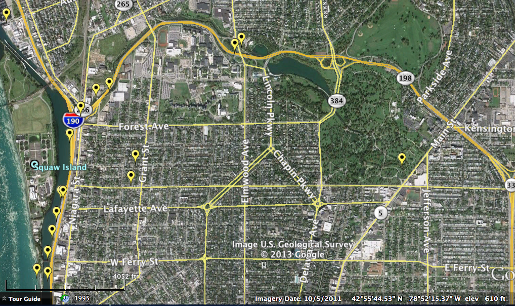 Sewer overflow points in Scajaquada Creek.